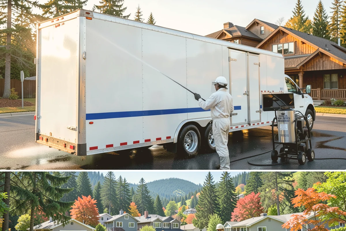 Construction Cleanup Washing in Fircrest, Pierce County, WA - Construction cleanup washing is scheduled at project completion in any season, with extra rinsing needed after Washington's rainy...