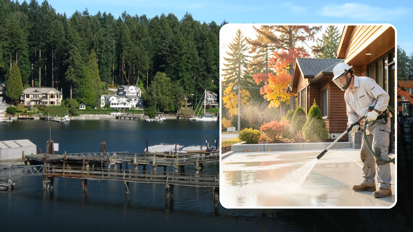 Construction Cleanup Washing in Gig Harbor, Pierce County, WA - We wash away construction dust, mud, and debris so Washington job sites finish clean and presentable.