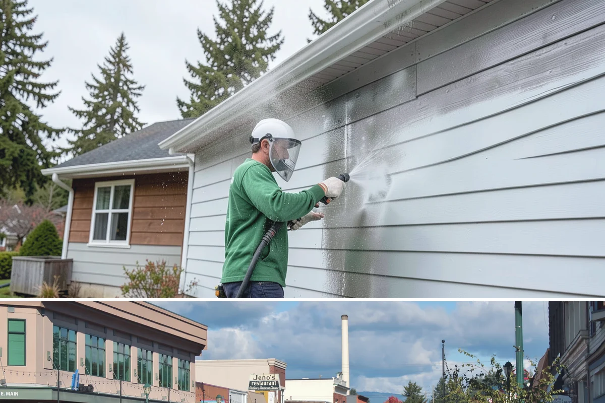 Construction Cleanup Washing in Monroe, Snohomish County, WA - Construction cleanup washing is scheduled at project completion in any season, with extra rinsing needed after Washington's rainy...