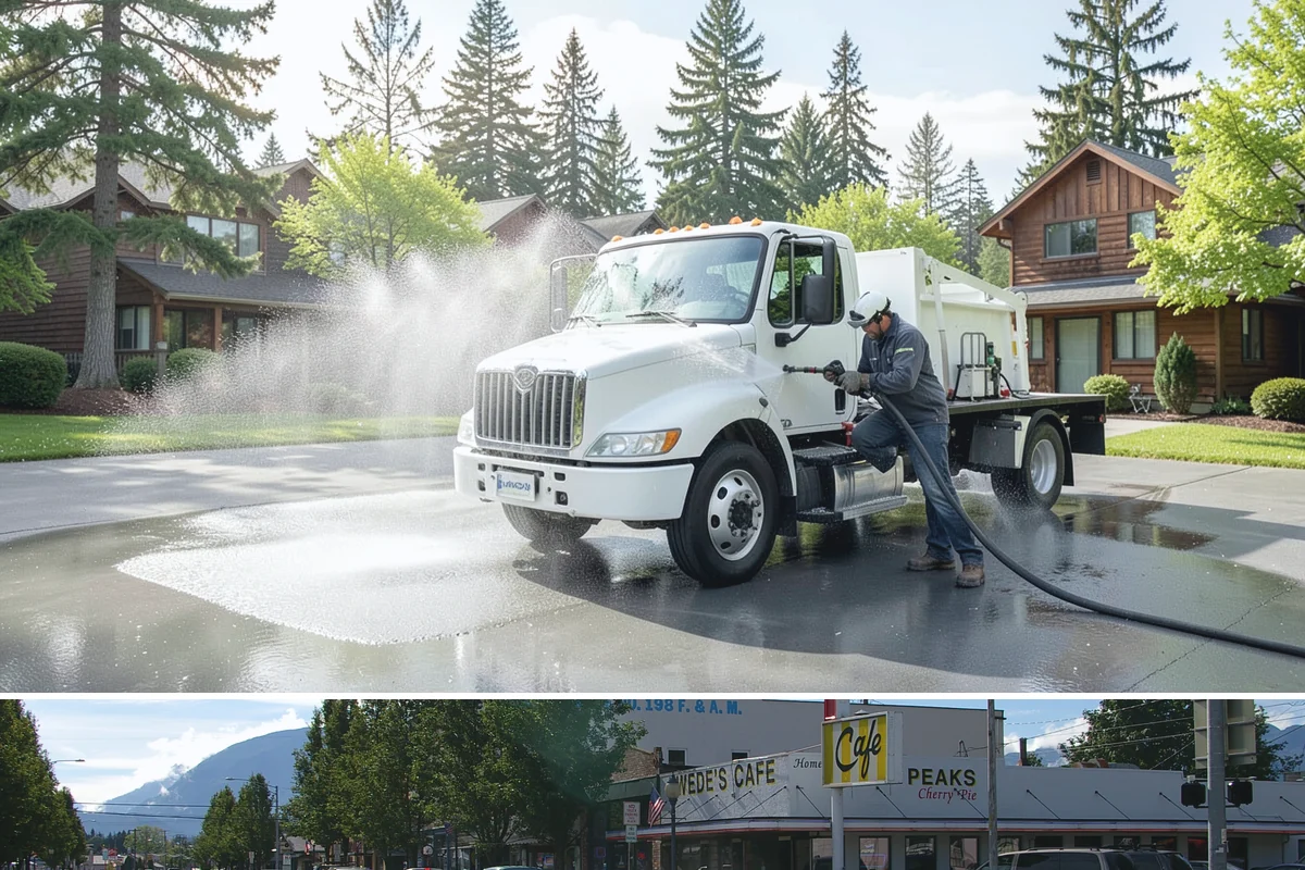 Construction Cleanup Washing in North Bend, King County, WA - Construction cleanup washing is scheduled at project completion in any season, with extra rinsing needed after Washington's rainy...