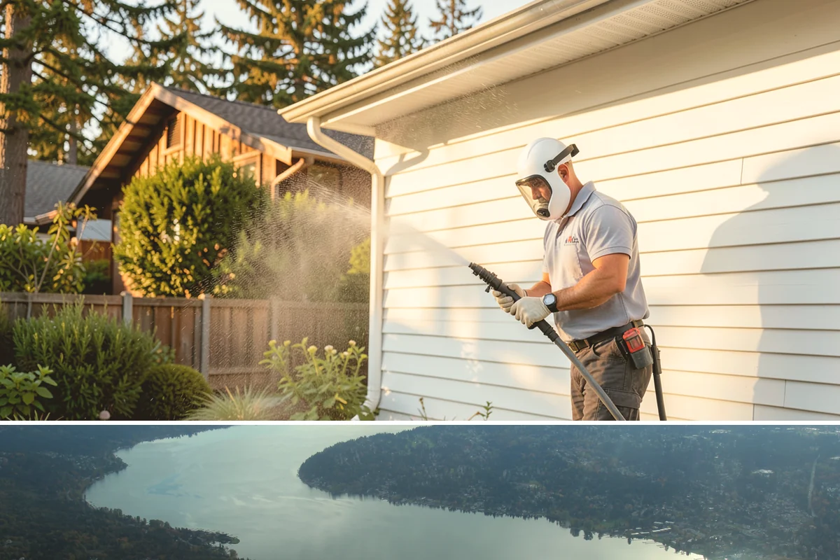 Construction Cleanup Washing in Sammamish, King County, WA - Construction cleanup washing is scheduled at project completion in any season, with extra rinsing needed after Washington's rainy...