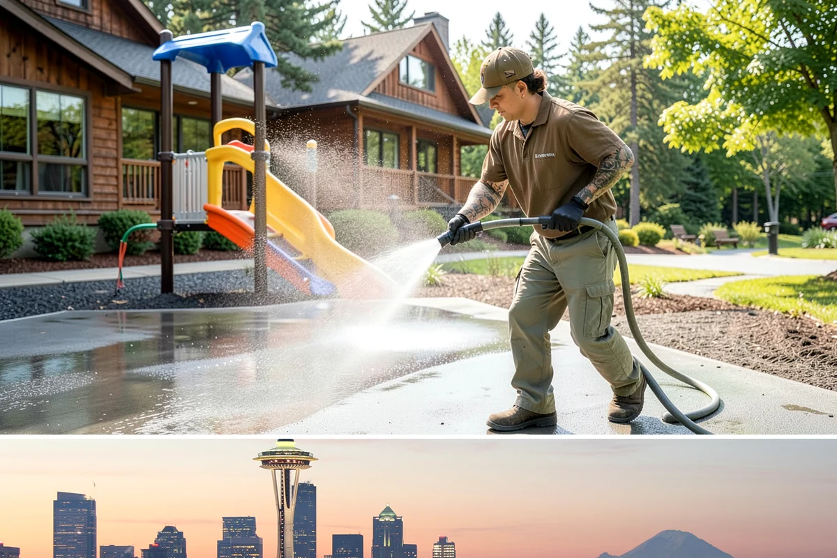 Construction Cleanup Washing in Seattle, King County, WA - Construction cleanup washing is scheduled at project completion in any season, with extra rinsing needed after Washington's rainy...