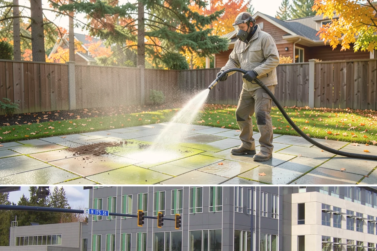 Construction Cleanup Washing in Shoreline, King County, WA - Construction cleanup washing is scheduled at project completion in any season, with extra rinsing needed after Washington's rainy...