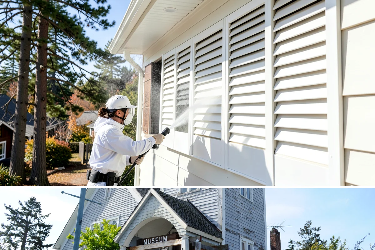 Construction Cleanup Washing in Steilacoom, Pierce County, WA - Construction cleanup washing is scheduled at project completion in any season, with extra rinsing needed after Washington's rainy...