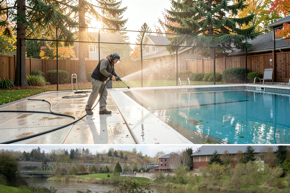 Construction Cleanup Washing in Tukwila, King County, WA - Construction cleanup washing is scheduled at project completion in any season, with extra rinsing needed after Washington's rainy...