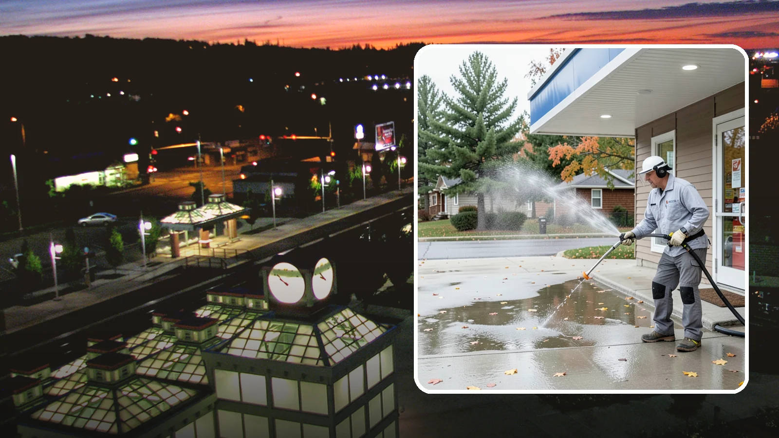 Convenience Store Cleaning in Auburn, King County, WA - Fast-turnaround exterior cleaning for convenience stores that clears spills, gum, grease, and grime from entrances, walkways, and...