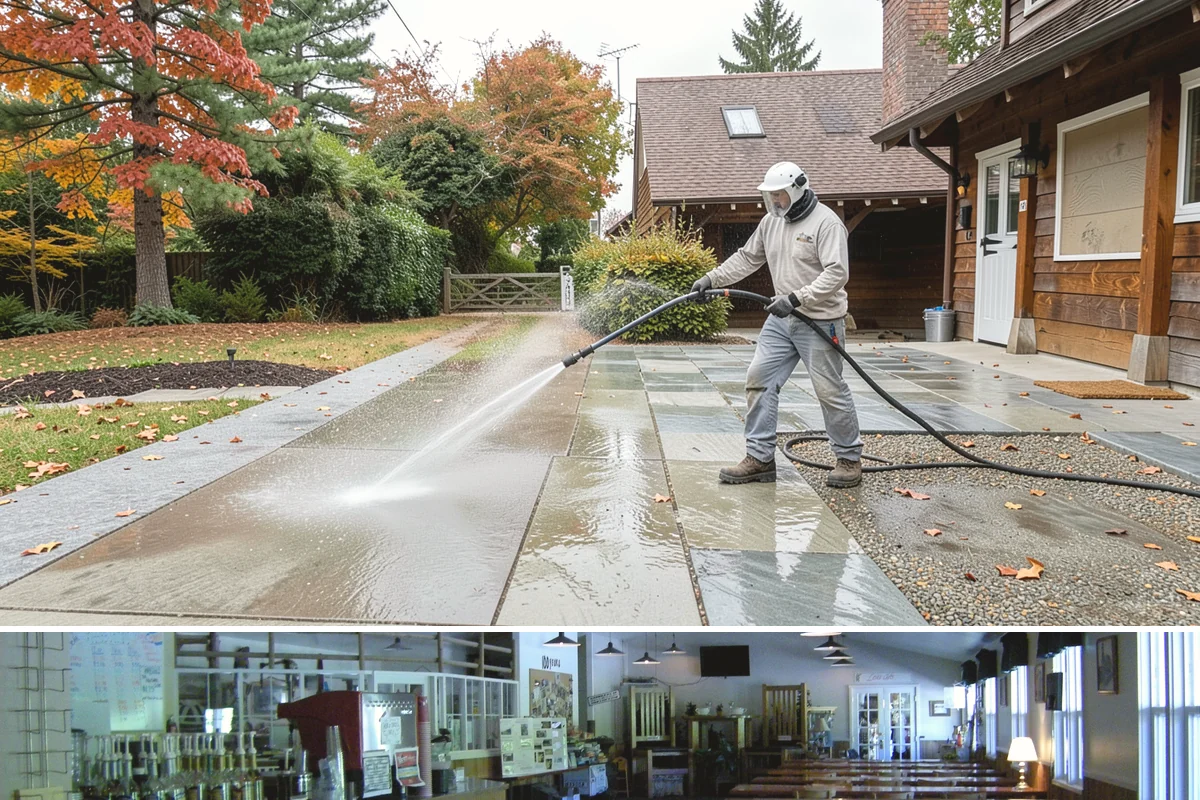 Convenience Store Cleaning in Black Diamond, King County, WA - Monthly cleaning keeps a convenience store entrance presentable, with added attention in summer when melted spills and traffic...