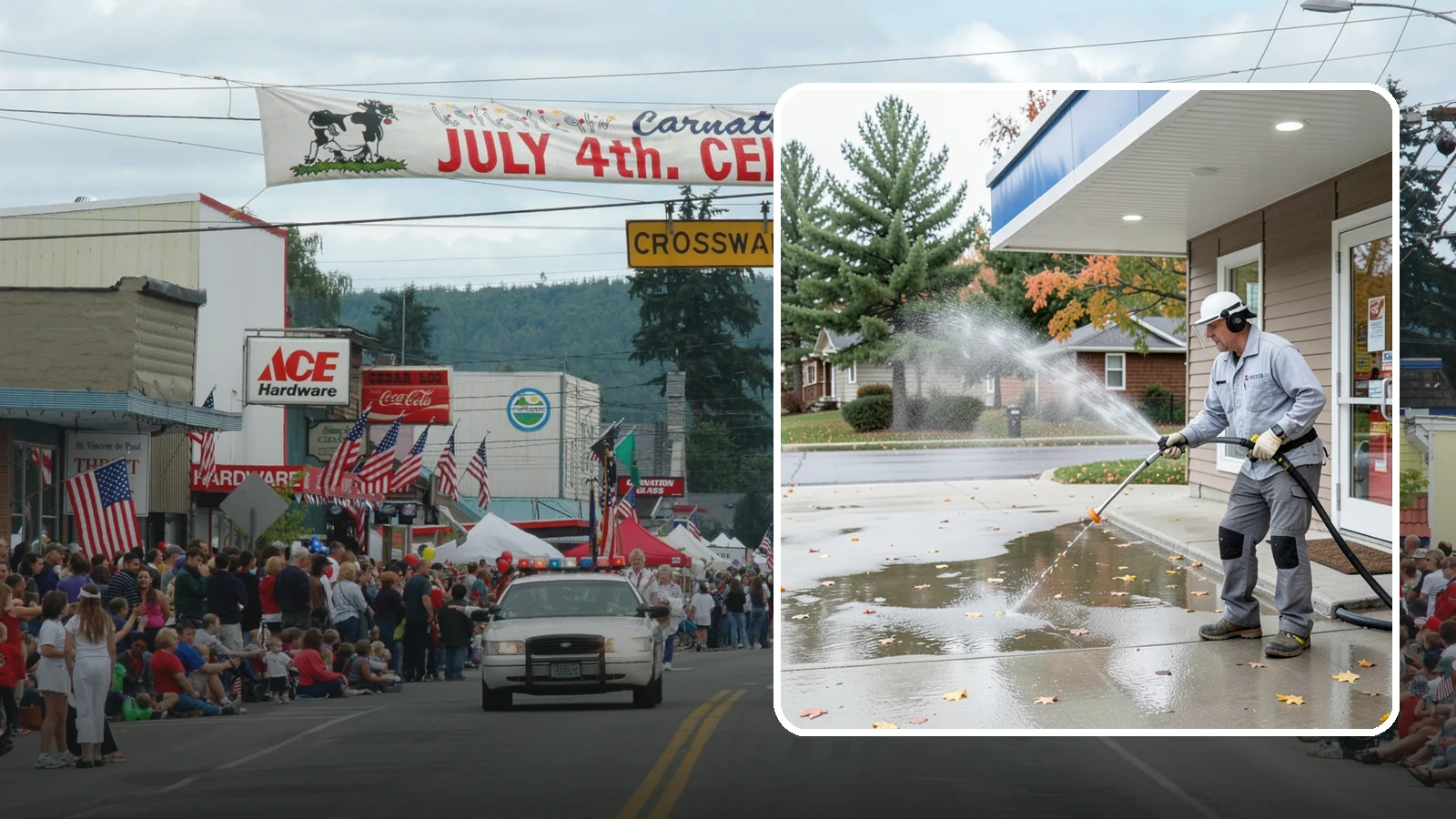 Convenience Store Cleaning in Carnation, King County, WA - Fast-turnaround exterior cleaning for convenience stores that clears spills, gum, grease, and grime from entrances, walkways, and...