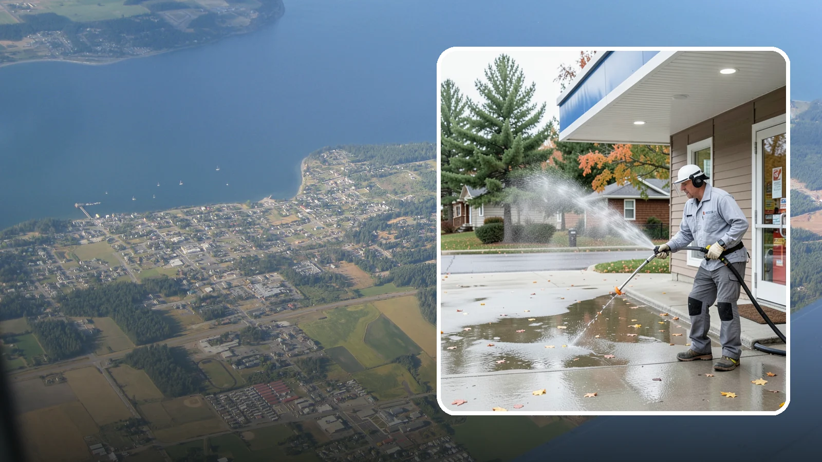 Convenience Store Cleaning in Coupeville, Island County, WA - Fast-turnaround exterior cleaning for convenience stores that clears spills, gum, grease, and grime from entrances, walkways, and...