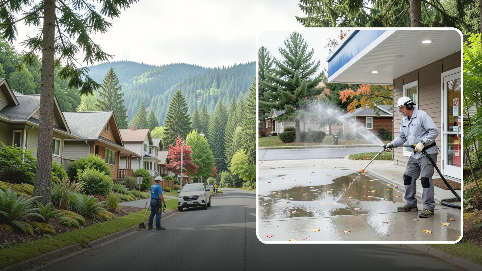 Convenience Store Cleaning in Darrington, Snohomish County, WA - Fast-turnaround exterior cleaning for convenience stores that clears spills, gum, grease, and grime from entrances, walkways, and...