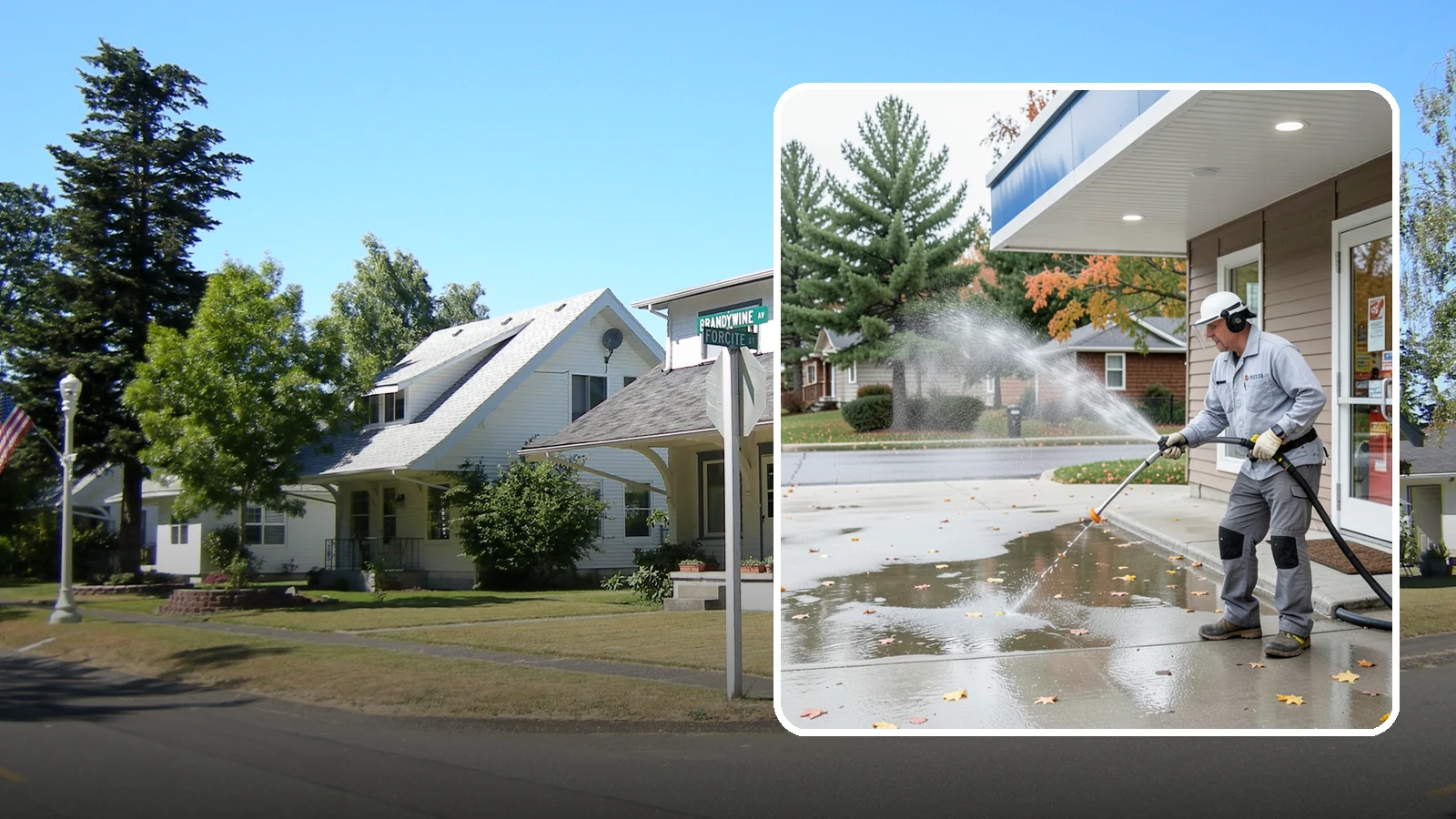 Convenience Store Cleaning in DuPont, Pierce County, WA - Fast-turnaround exterior cleaning for convenience stores that clears spills, gum, grease, and grime from entrances, walkways, and...