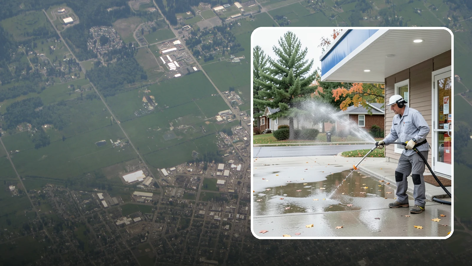 Convenience Store Cleaning in Enumclaw, King County, WA - Fast-turnaround exterior cleaning for convenience stores that clears spills, gum, grease, and grime from entrances, walkways, and...