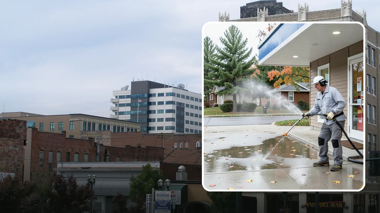 Convenience Store Cleaning in Everett, Snohomish County, WA - Fast-turnaround exterior cleaning for convenience stores that clears spills, gum, grease, and grime from entrances, walkways, and...