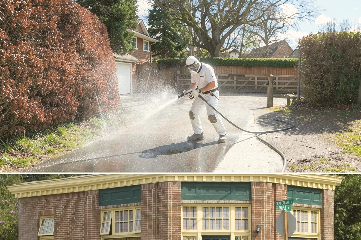 Convenience Store Cleaning in Hamilton, Skagit County, WA - Monthly cleaning keeps a convenience store entrance presentable, with added attention in summer when melted spills and traffic...