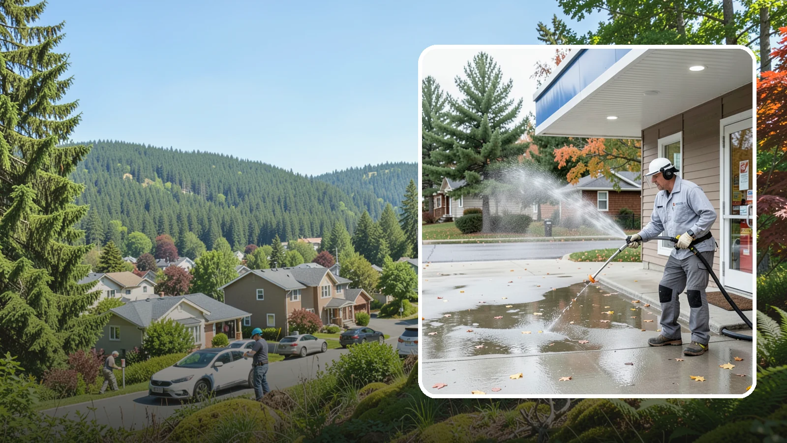 Convenience Store Cleaning in Index, Snohomish County, WA - Fast-turnaround exterior cleaning for convenience stores that clears spills, gum, grease, and grime from entrances, walkways, and...