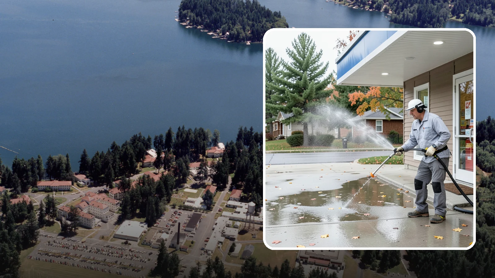 Convenience Store Cleaning in Lakewood, Pierce County, WA - Fast-turnaround exterior cleaning for convenience stores that clears spills, gum, grease, and grime from entrances, walkways, and...