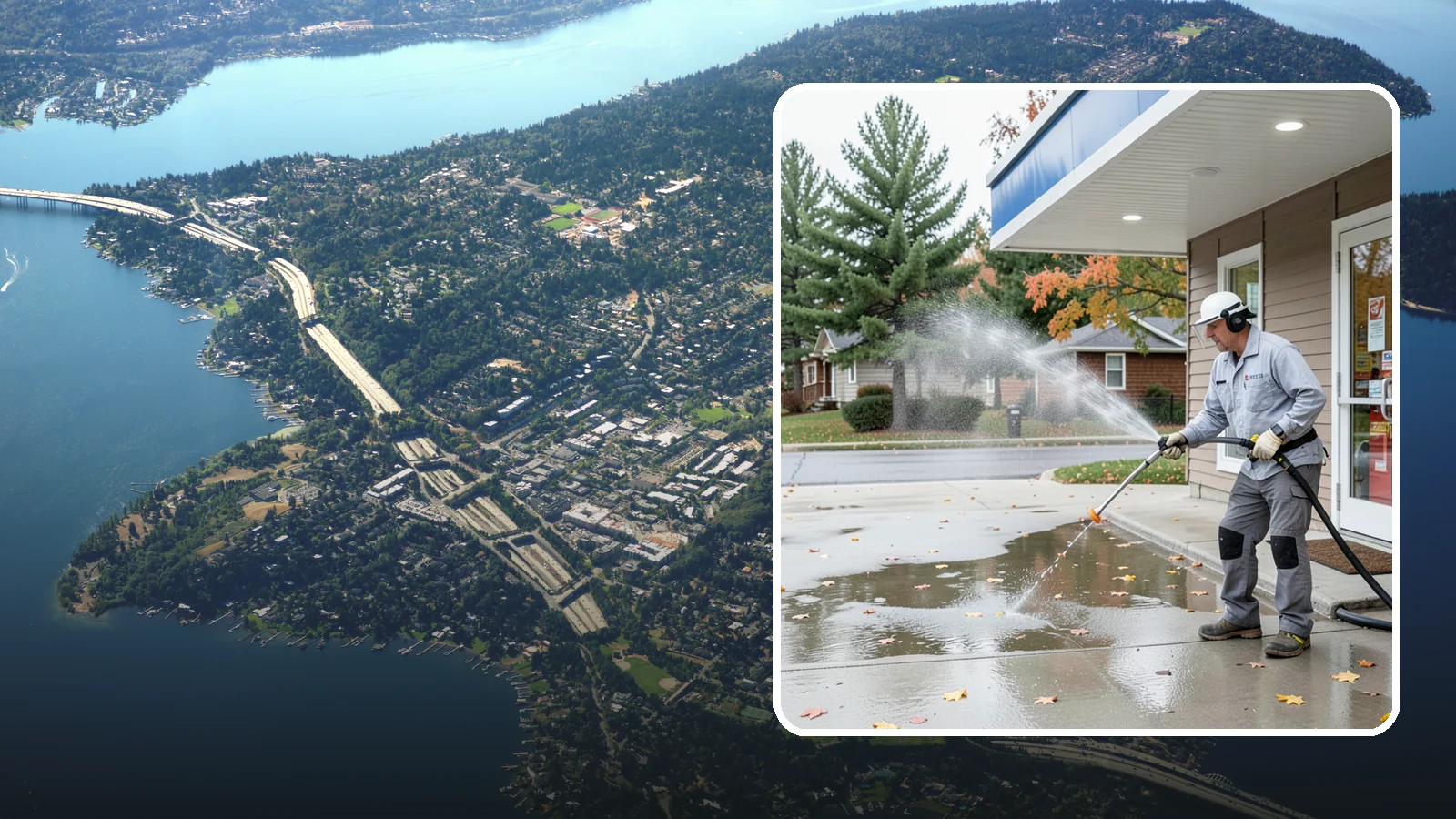 Convenience Store Cleaning in Mercer Island, King County, WA - Fast-turnaround exterior cleaning for convenience stores that clears spills, gum, grease, and grime from entrances, walkways, and...