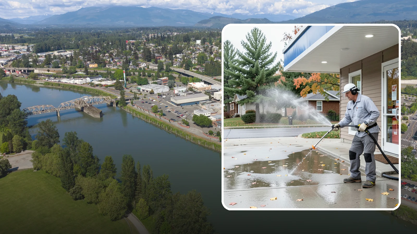 Convenience Store Cleaning in Mount Vernon, Skagit County, WA - Fast-turnaround exterior cleaning for convenience stores that clears spills, gum, grease, and grime from entrances, walkways, and...