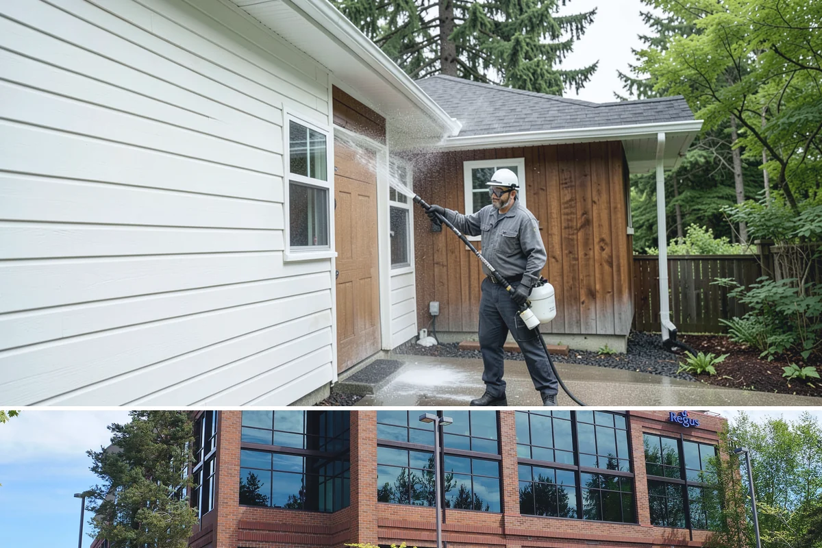 Convenience Store Cleaning in Mountlake Terrace, Snohomish County, WA - Monthly cleaning keeps a convenience store entrance presentable, with added attention in summer when melted spills and traffic...