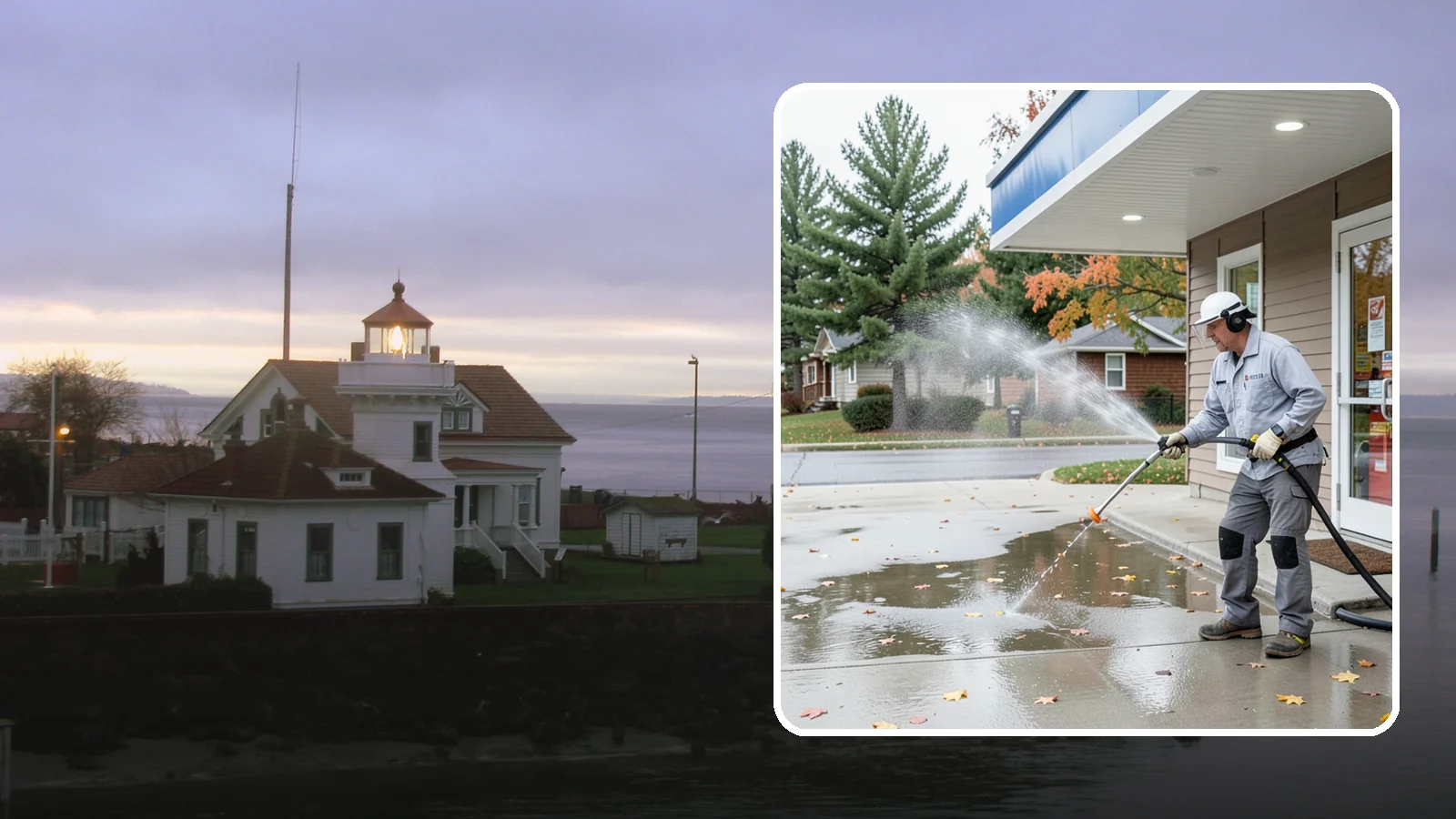 Convenience Store Cleaning in Mukilteo, Snohomish County, WA - Fast-turnaround exterior cleaning for convenience stores that clears spills, gum, grease, and grime from entrances, walkways, and...