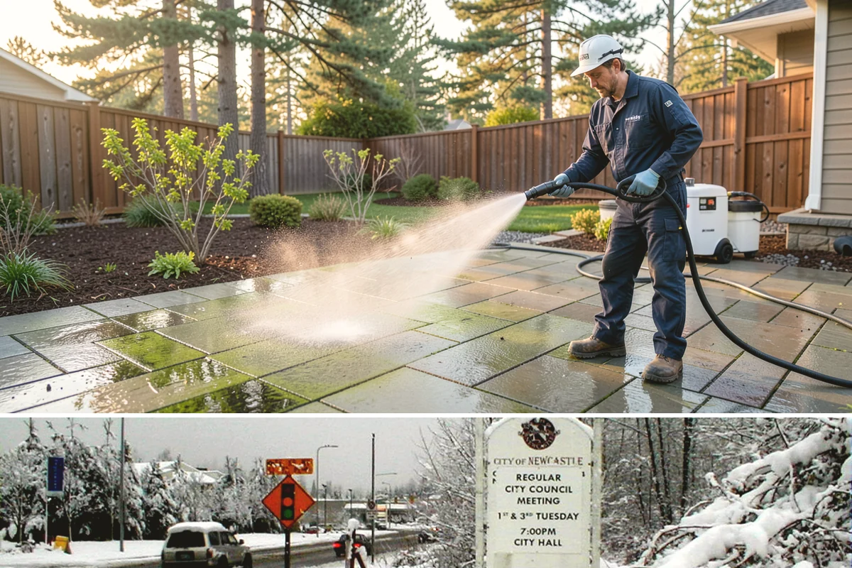Convenience Store Cleaning in Newcastle, King County, WA - Monthly cleaning keeps a convenience store entrance presentable, with added attention in summer when melted spills and traffic...