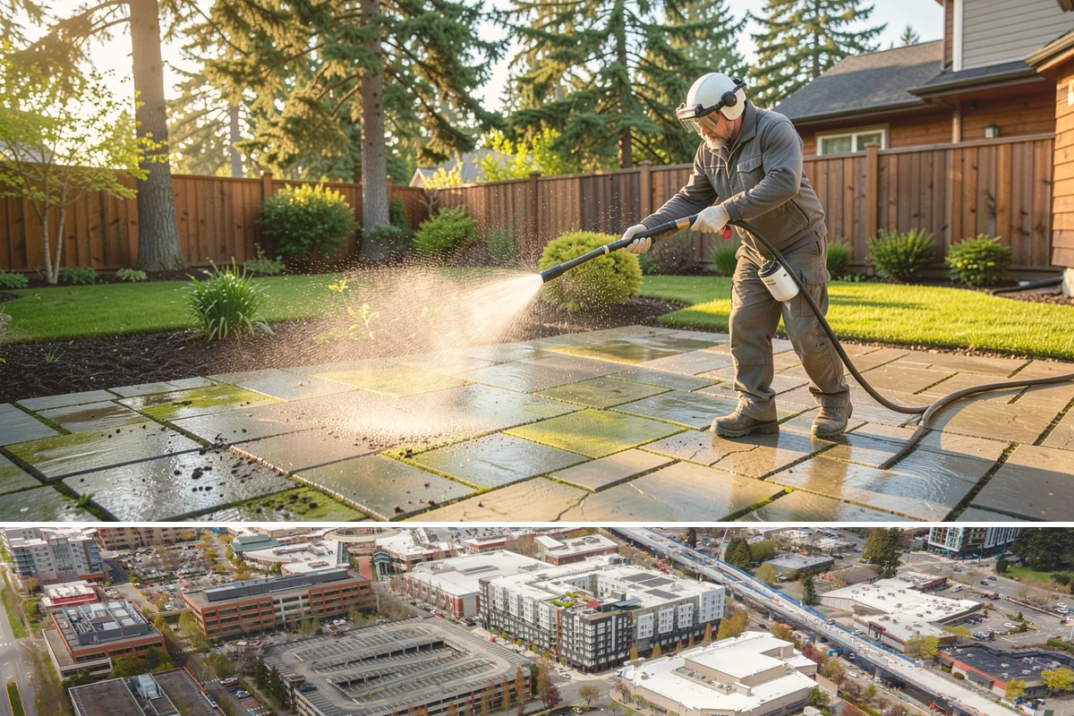 Convenience Store Cleaning in Redmond, King County, WA - Monthly cleaning keeps a convenience store entrance presentable, with added attention in summer when melted spills and traffic...