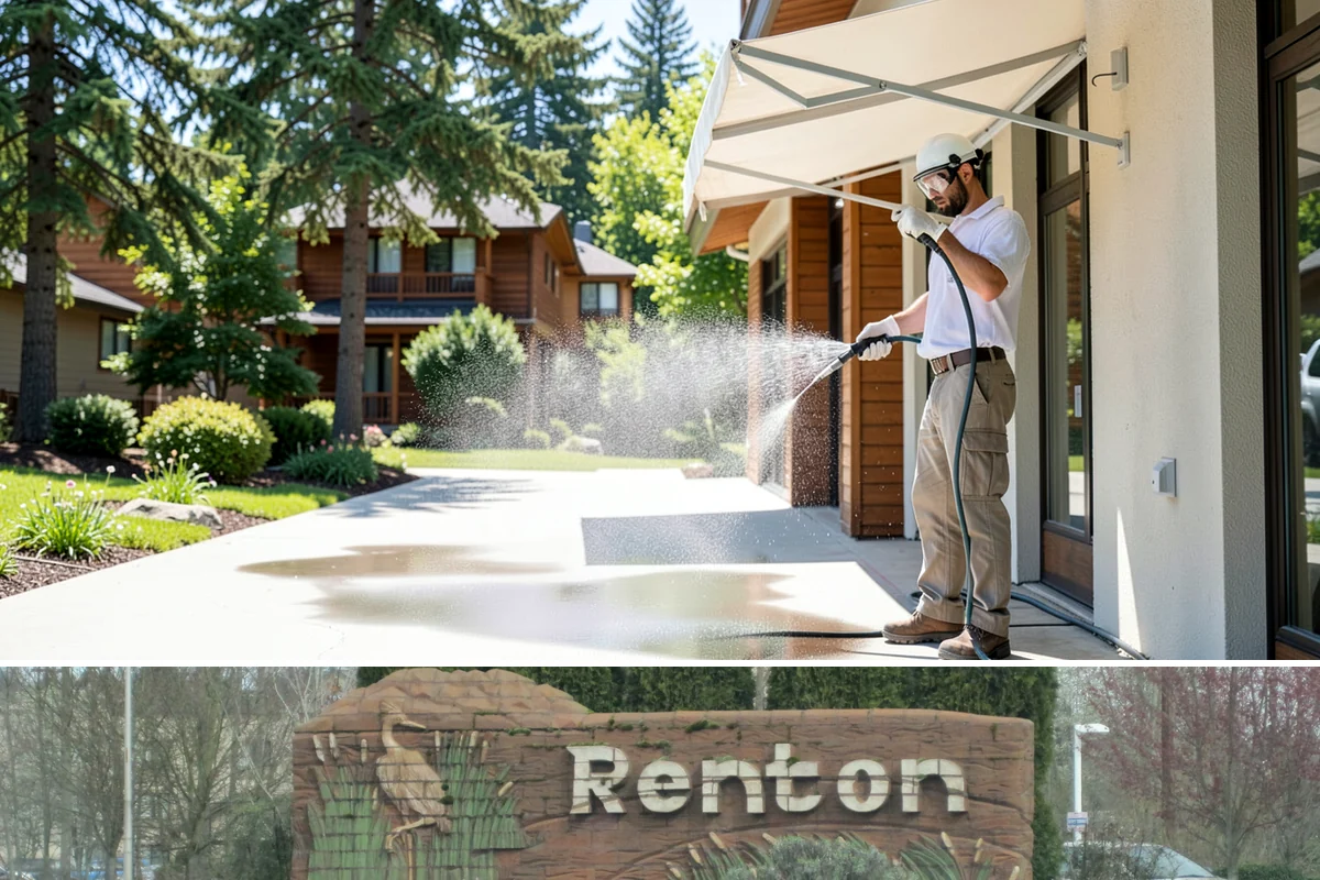 Convenience Store Cleaning in Renton, King County, WA - Monthly cleaning keeps a convenience store entrance presentable, with added attention in summer when melted spills and traffic...