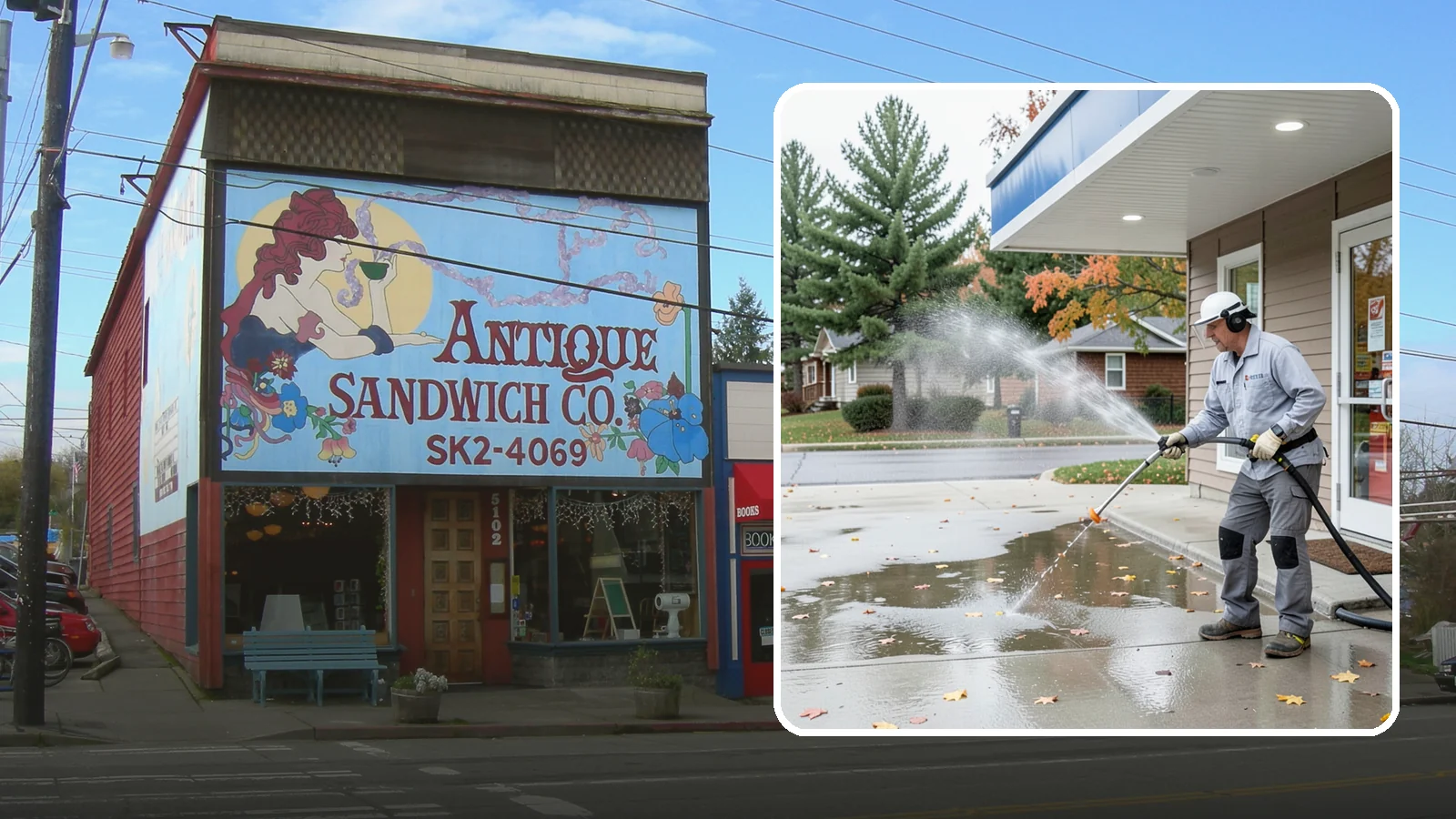 Convenience Store Cleaning in Ruston, Pierce County, WA - Fast-turnaround exterior cleaning for convenience stores that clears spills, gum, grease, and grime from entrances, walkways, and...