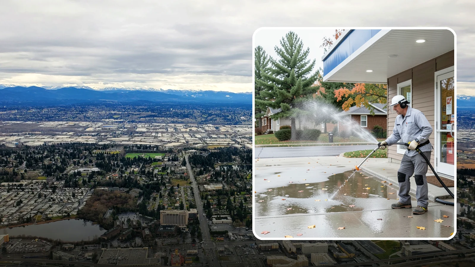 Convenience Store Cleaning in SeaTac, King County, WA - Fast-turnaround exterior cleaning for convenience stores that clears spills, gum, grease, and grime from entrances, walkways, and...