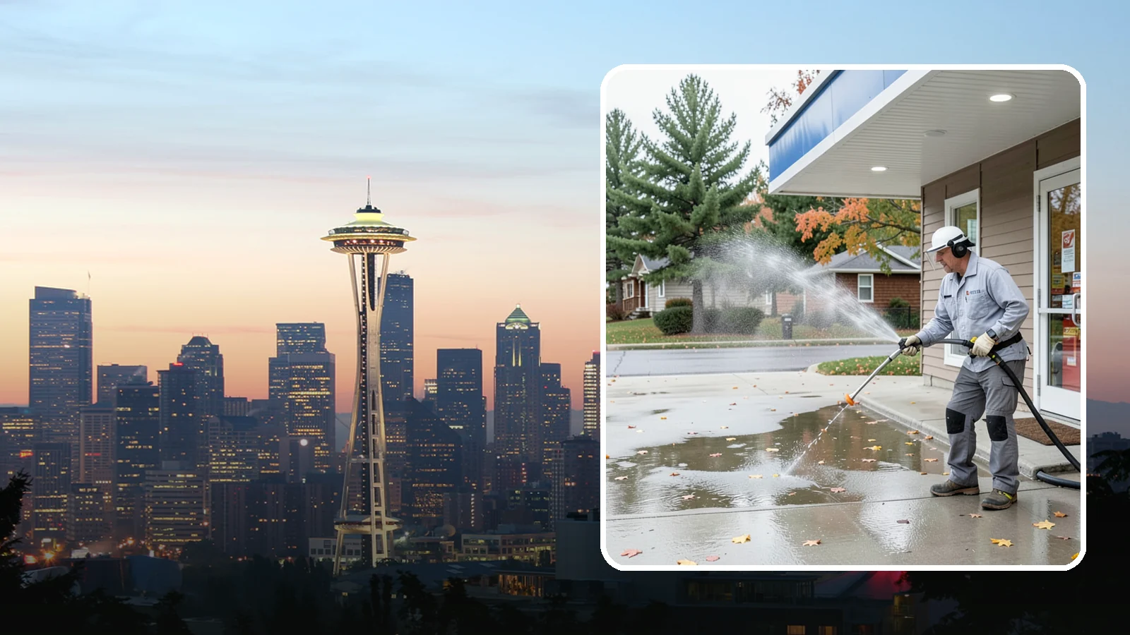 Convenience Store Cleaning in Seattle, King County, WA - Fast-turnaround exterior cleaning for convenience stores that clears spills, gum, grease, and grime from entrances, walkways, and...
