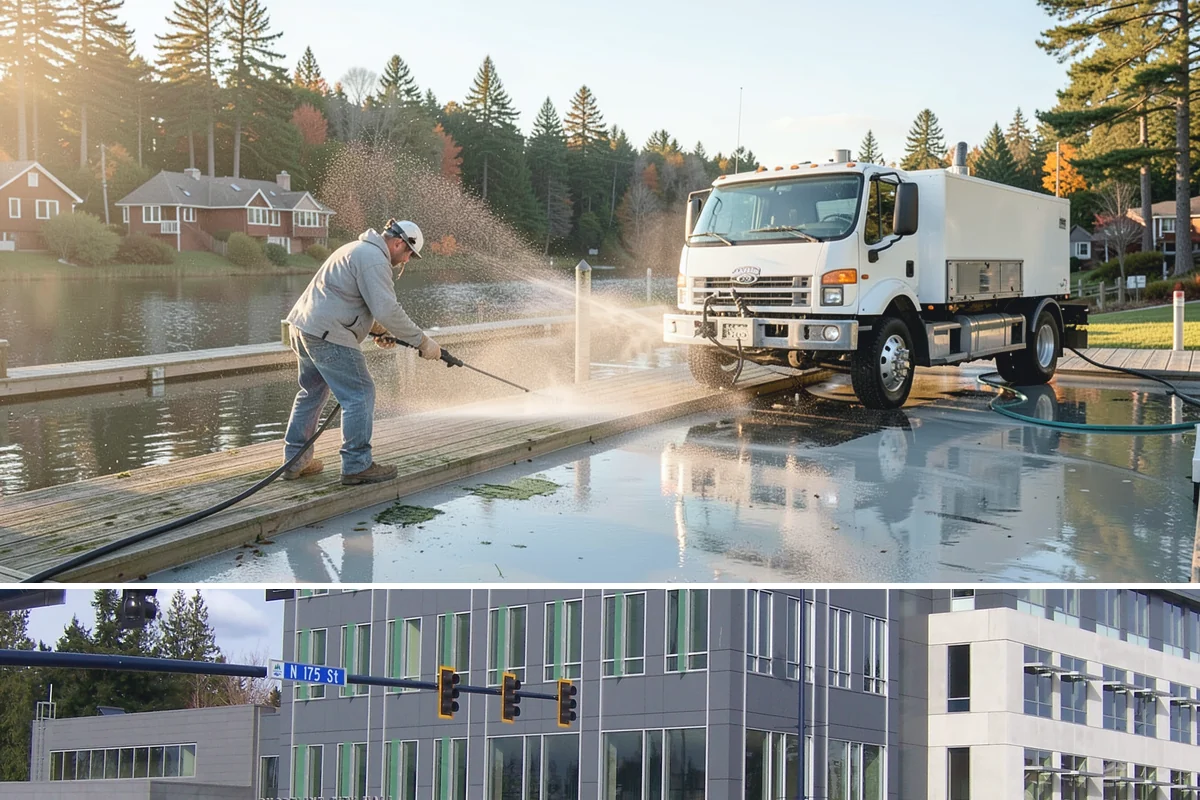 Convenience Store Cleaning in Shoreline, King County, WA - Monthly cleaning keeps a convenience store entrance presentable, with added attention in summer when melted spills and traffic...