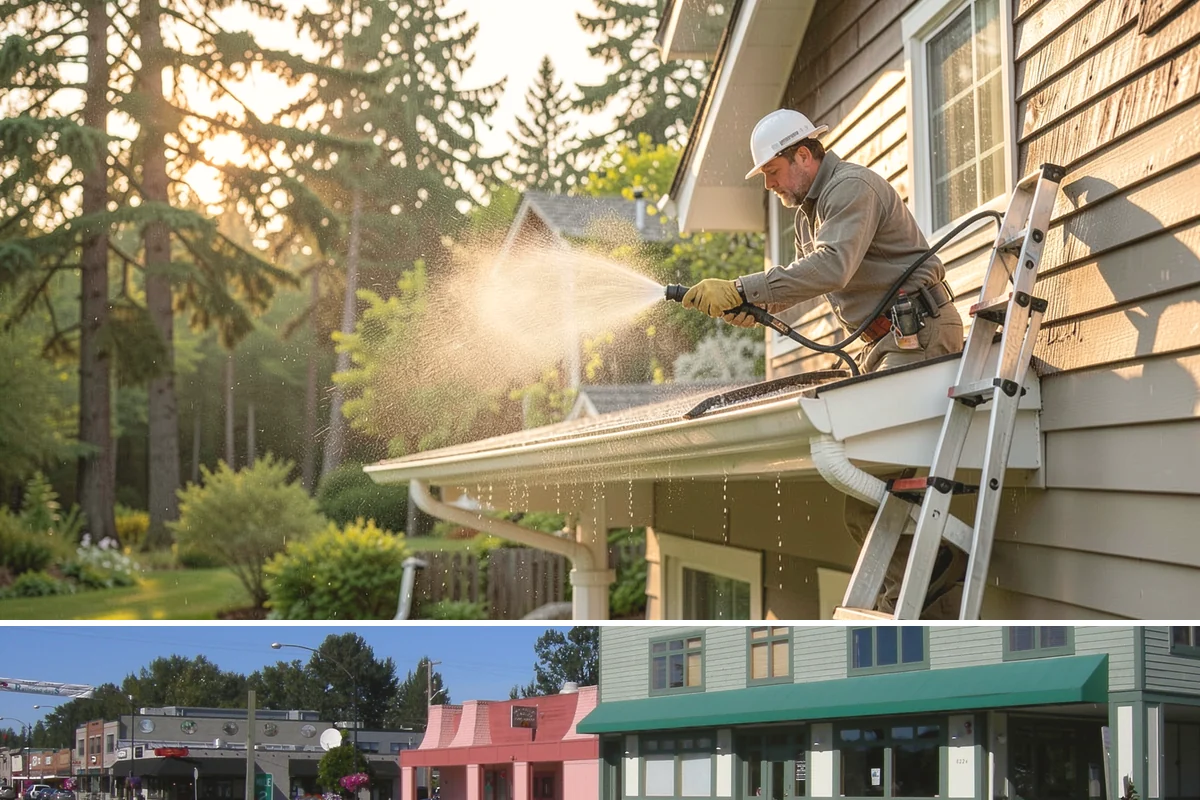 Convenience Store Cleaning in Snoqualmie, King County, WA - Monthly cleaning keeps a convenience store entrance presentable, with added attention in summer when melted spills and traffic...