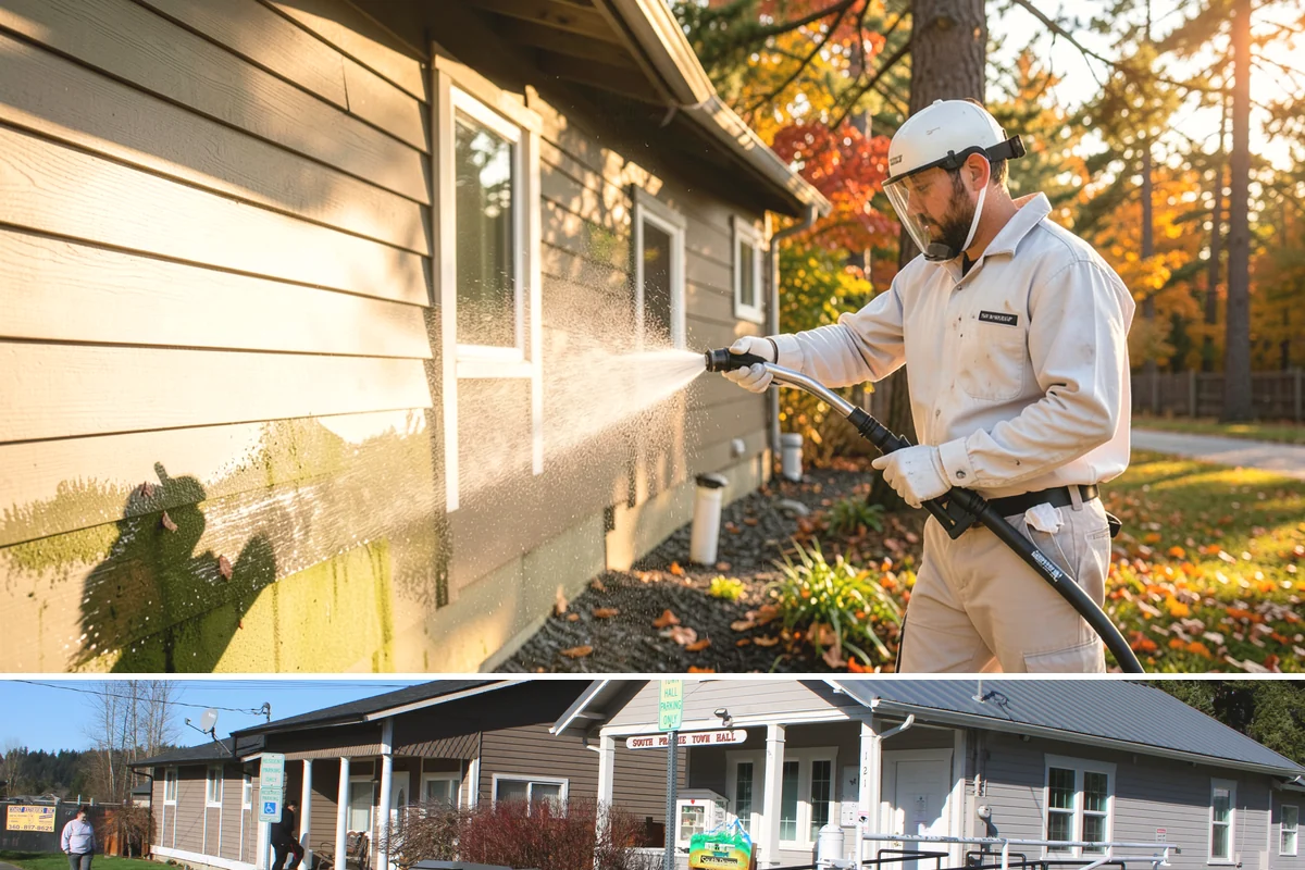 Convenience Store Cleaning in South Prairie, Pierce County, WA - Monthly cleaning keeps a convenience store entrance presentable, with added attention in summer when melted spills and traffic...