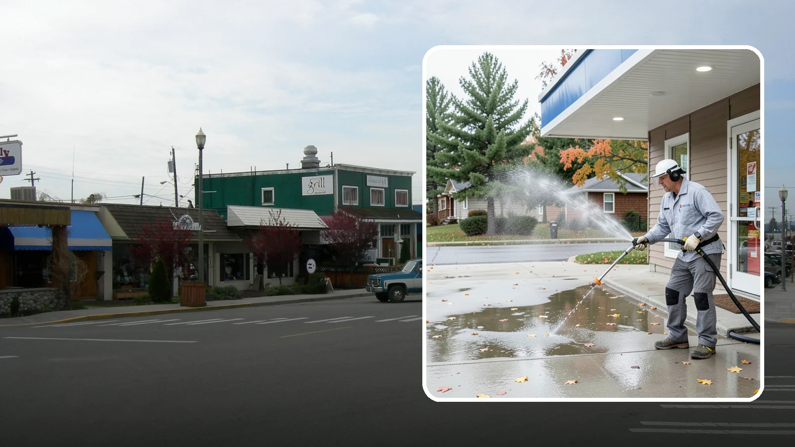 Convenience Store Cleaning in Stanwood, Snohomish County, WA - Fast-turnaround exterior cleaning for convenience stores that clears spills, gum, grease, and grime from entrances, walkways, and...
