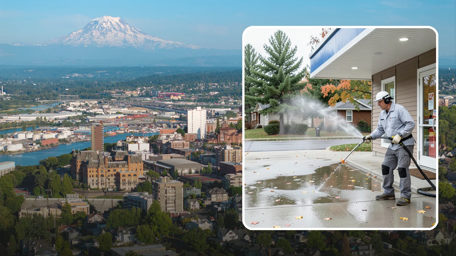 Convenience Store Cleaning in Tacoma, Pierce County, WA - Fast-turnaround exterior cleaning for convenience stores that clears spills, gum, grease, and grime from entrances, walkways, and...