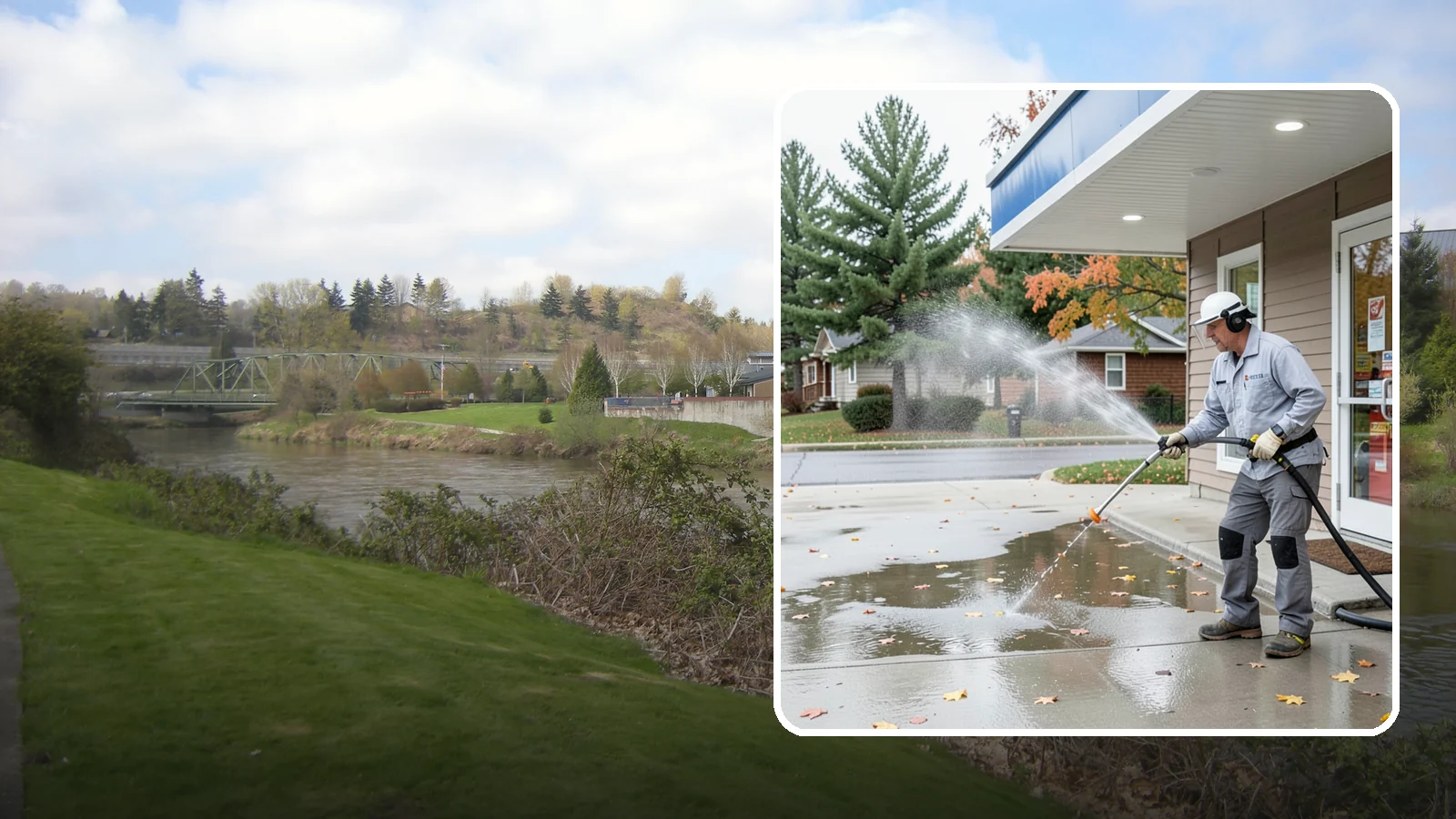 Convenience Store Cleaning in Tukwila, King County, WA - Fast-turnaround exterior cleaning for convenience stores that clears spills, gum, grease, and grime from entrances, walkways, and...