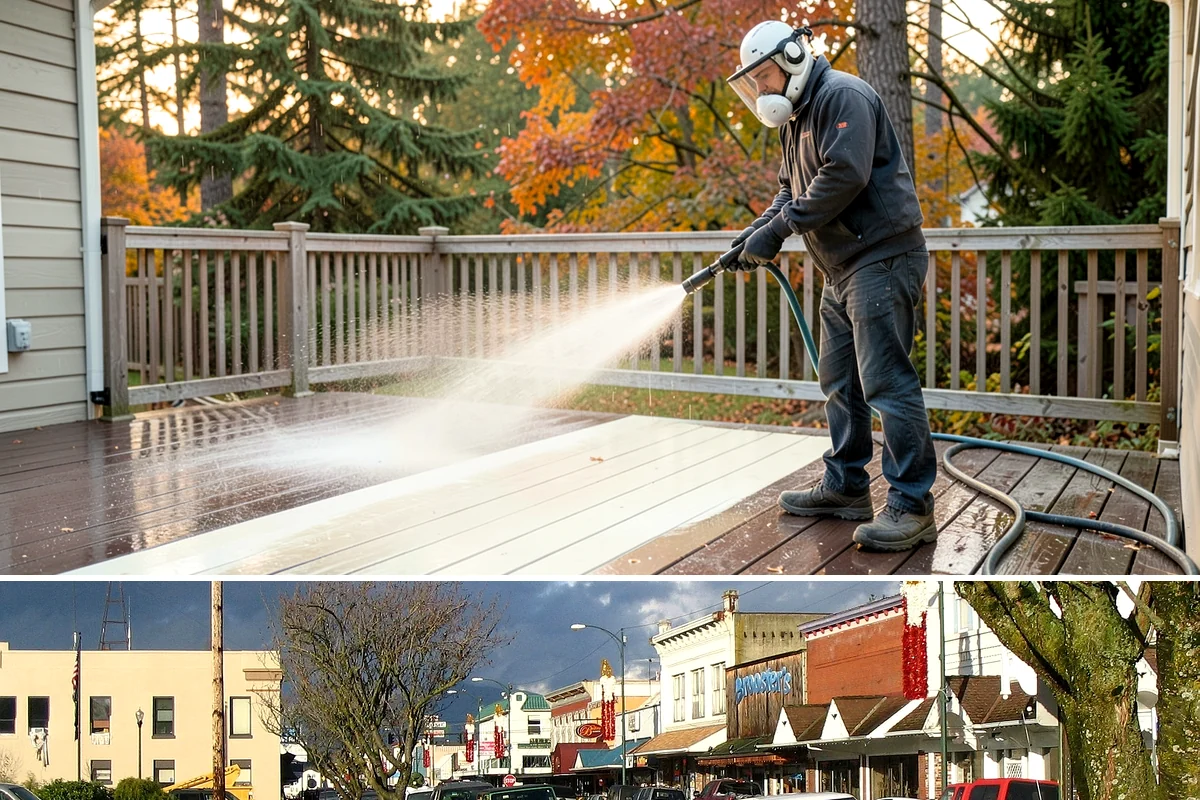 Deck & Fence Package in Arlington, Snohomish County, WA - Clean deck and fence in early summer during a dry window, especially if you plan to seal afterward.