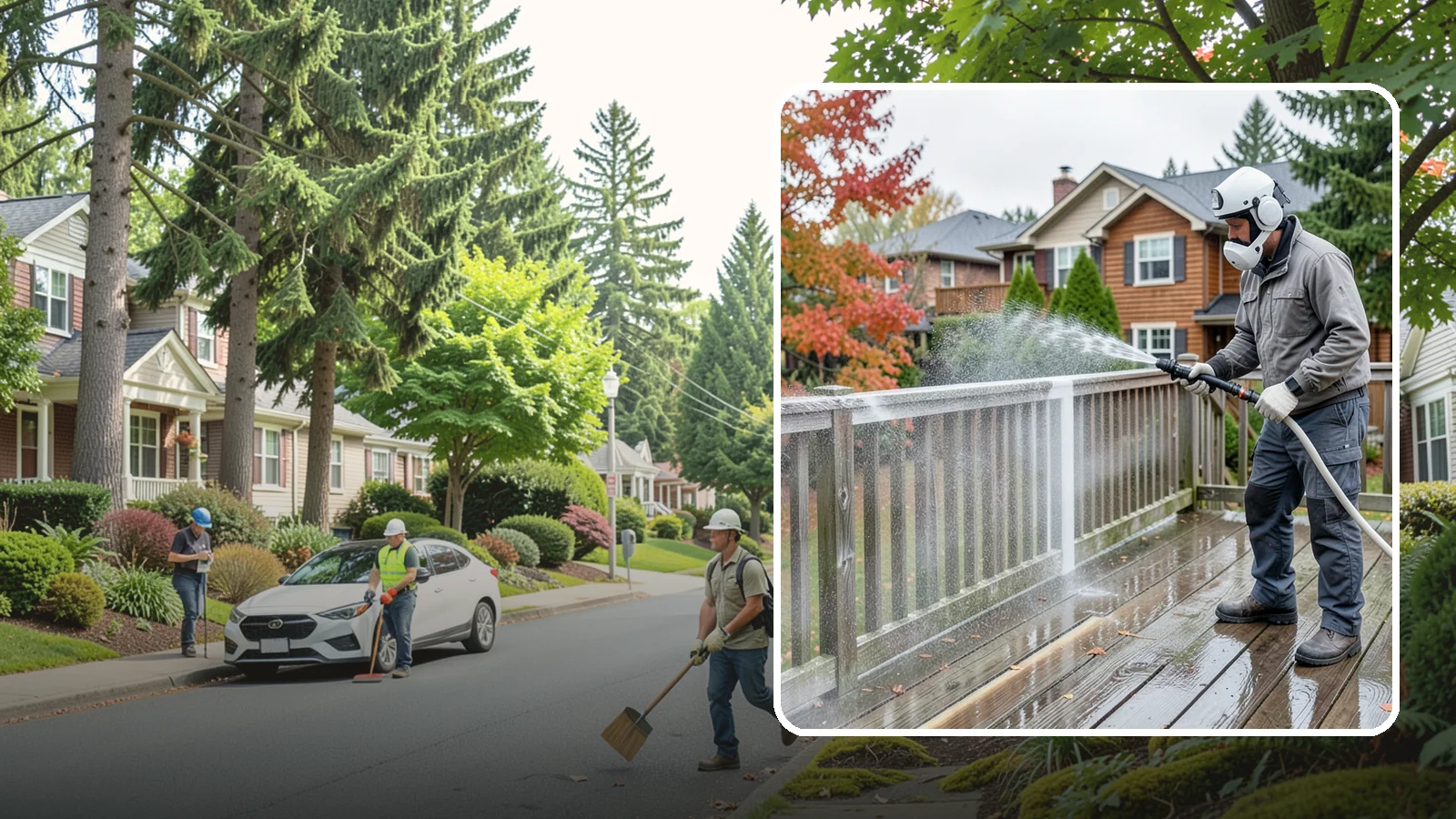 Deck & Fence Package in Beaux Arts Village, King County, WA - We clean and brighten your deck and fence together to revive the wood or composite the Northwest wet season grays out.