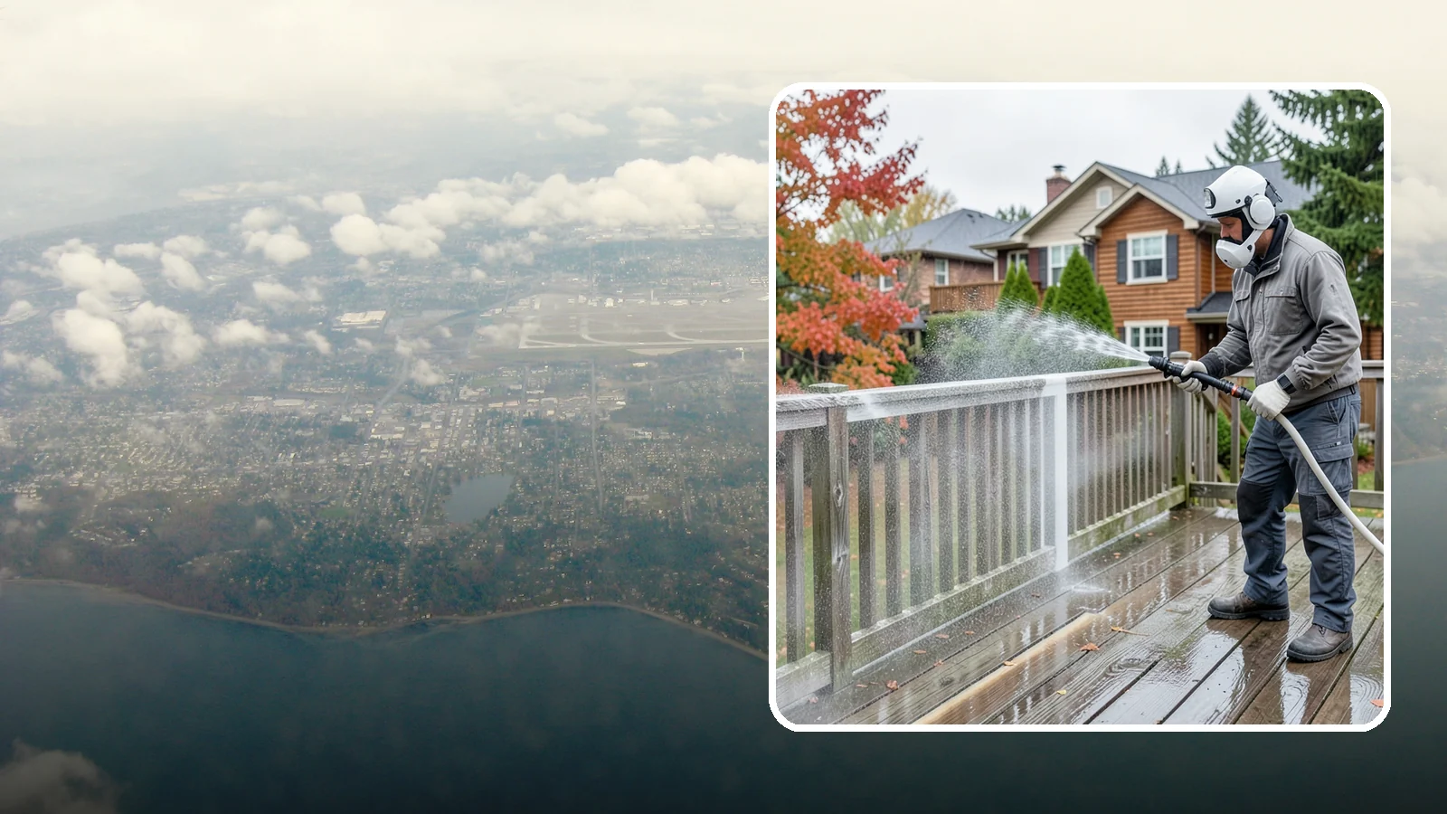 Deck & Fence Package in Burien, King County, WA - We clean and brighten your deck and fence together to revive the wood or composite the Northwest wet season grays out.