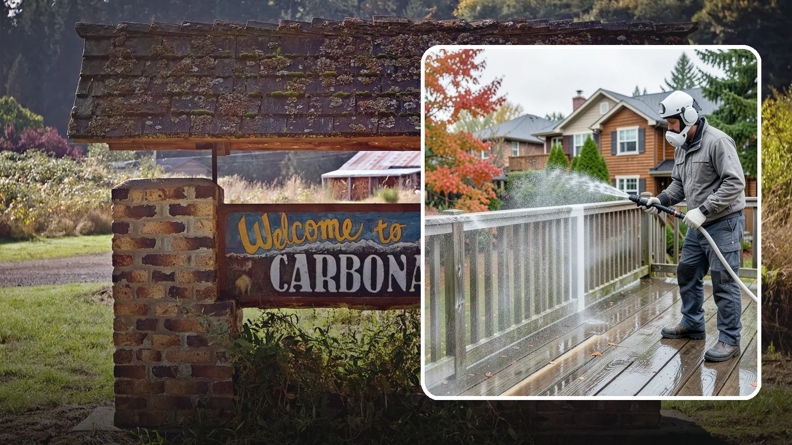 Deck & Fence Package in Carbonado, Pierce County, WA - We clean and brighten your deck and fence together to revive the wood or composite the Northwest wet season grays out.