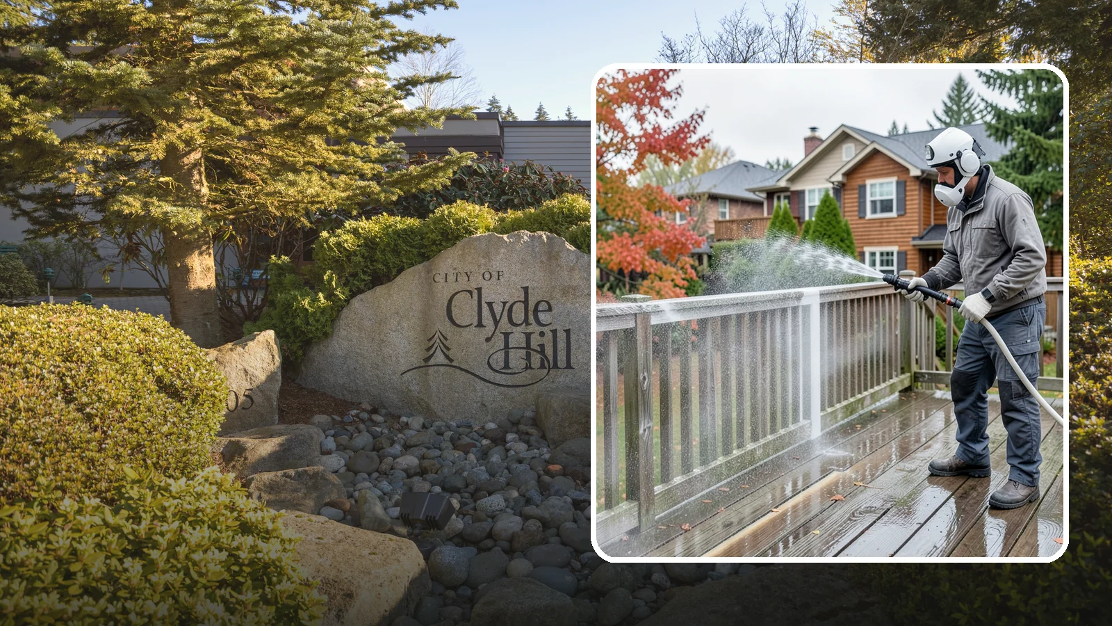Deck & Fence Package in Clyde Hill, King County, WA - We clean and brighten your deck and fence together to revive the wood or composite the Northwest wet season grays out.