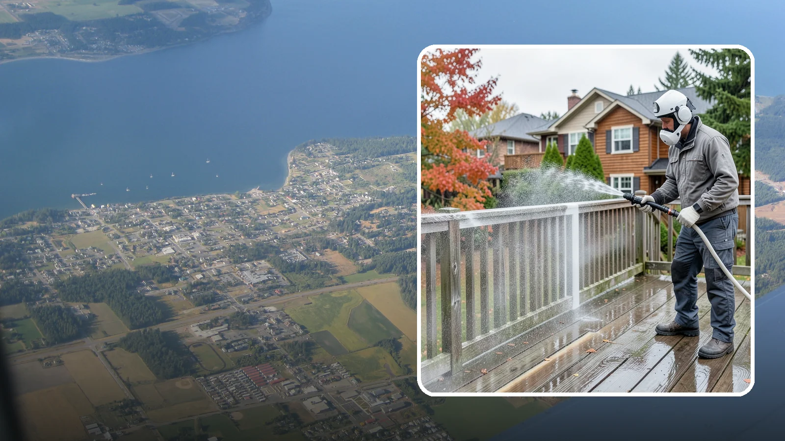 Deck & Fence Package in Coupeville, Island County, WA - We clean and brighten your deck and fence together to revive the wood or composite the Northwest wet season grays out.
