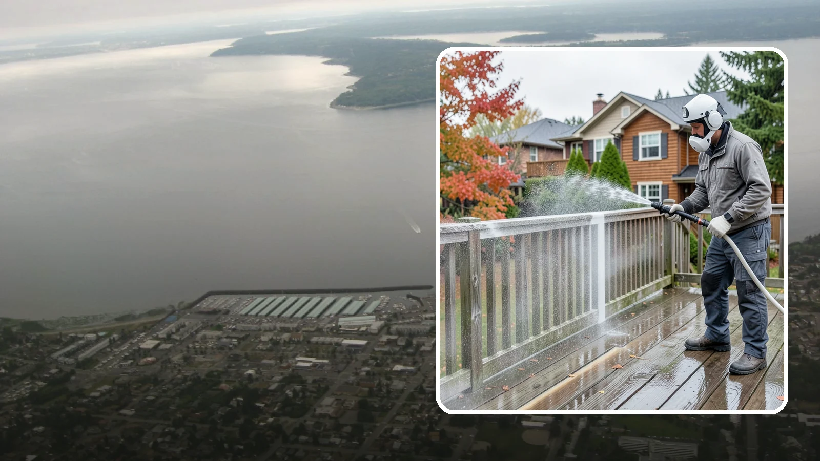 Deck & Fence Package in Des Moines, King County, WA - We clean and brighten your deck and fence together to revive the wood or composite the Northwest wet season grays out.