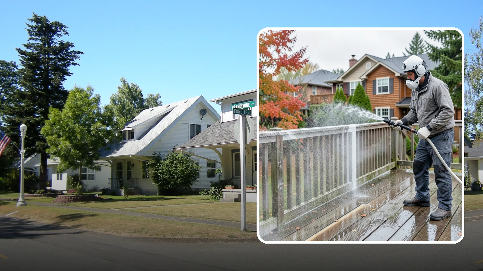 Deck & Fence Package in DuPont, Pierce County, WA - We clean and brighten your deck and fence together to revive the wood or composite the Northwest wet season grays out.
