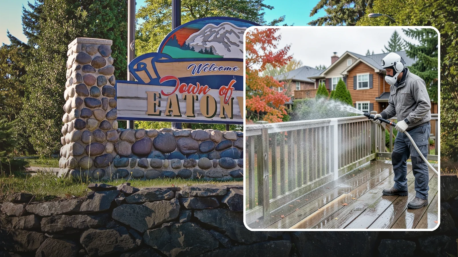 Deck & Fence Package in Eatonville, Pierce County, WA - We clean and brighten your deck and fence together to revive the wood or composite the Northwest wet season grays out.