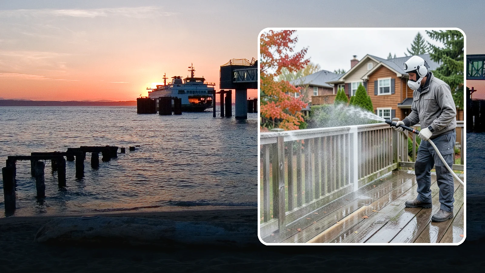 Deck & Fence Package in Edmonds, Snohomish County, WA - We clean and brighten your deck and fence together to revive the wood or composite the Northwest wet season grays out.