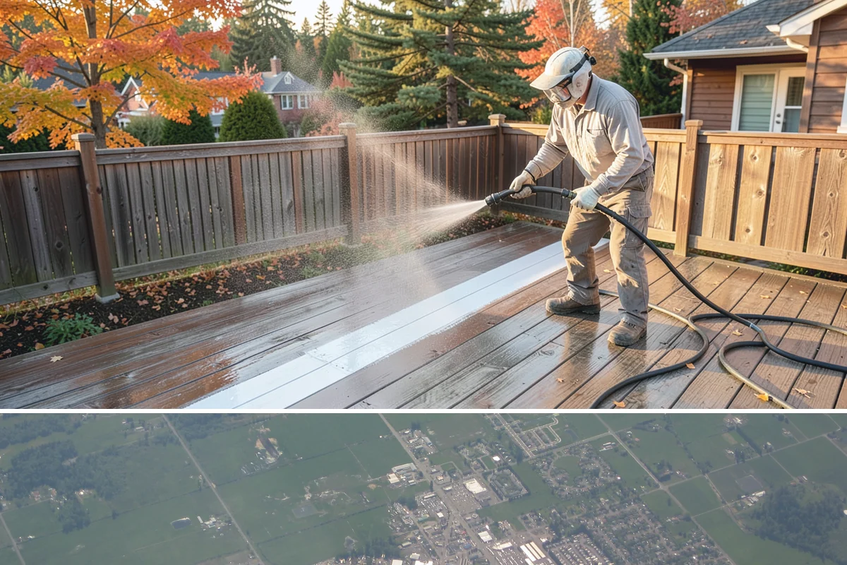 Deck & Fence Package in Enumclaw, King County, WA - Clean deck and fence in early summer during a dry window, especially if you plan to seal afterward.