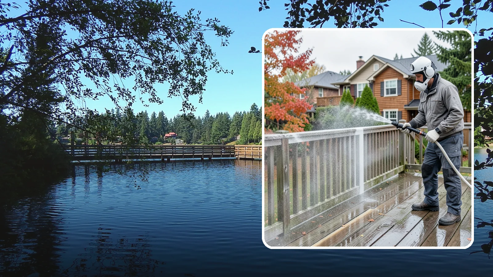 Deck & Fence Package in Federal Way, King County, WA - We clean and brighten your deck and fence together to revive the wood or composite the Northwest wet season grays out.