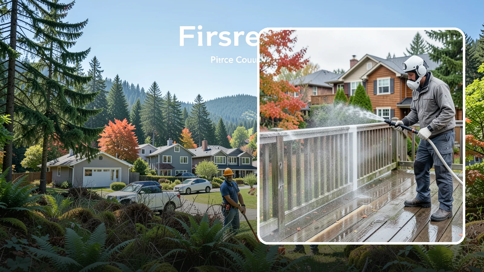 Deck & Fence Package in Fircrest, Pierce County, WA - We clean and brighten your deck and fence together to revive the wood or composite the Northwest wet season grays out.