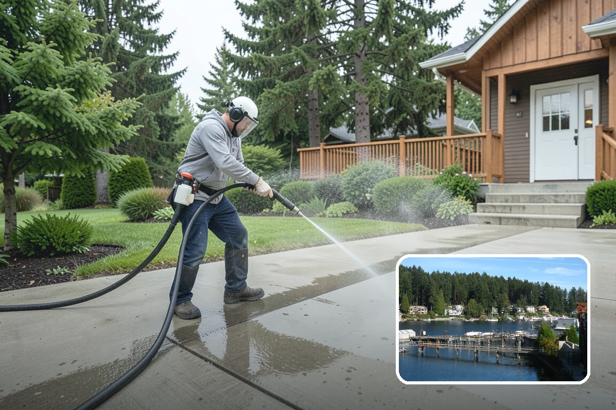 Deck & Fence Package in Gig Harbor, Pierce County, WA - Matches brightened tone across deck and fence